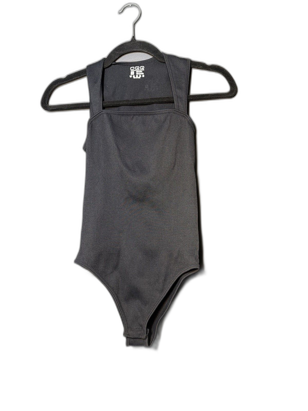 OQQ Black Ribbed Sleeveless Bodysuit Size S
